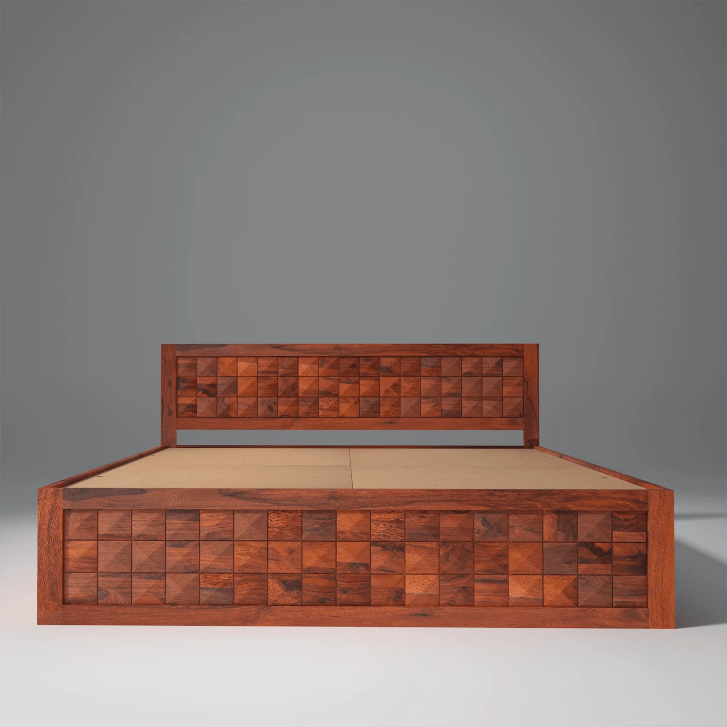 Pluto Sheesham Solid Wood King Size Bed with Storage