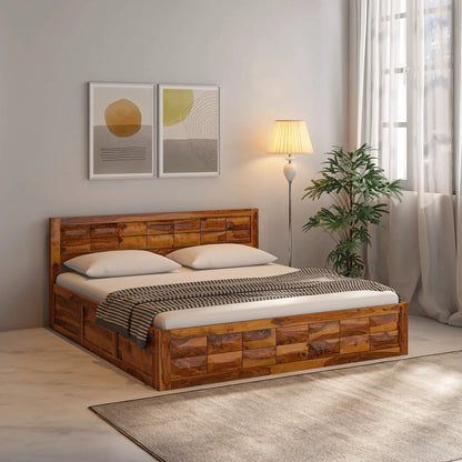 Arcadia Sheesham Wood King Size Bed with Storage