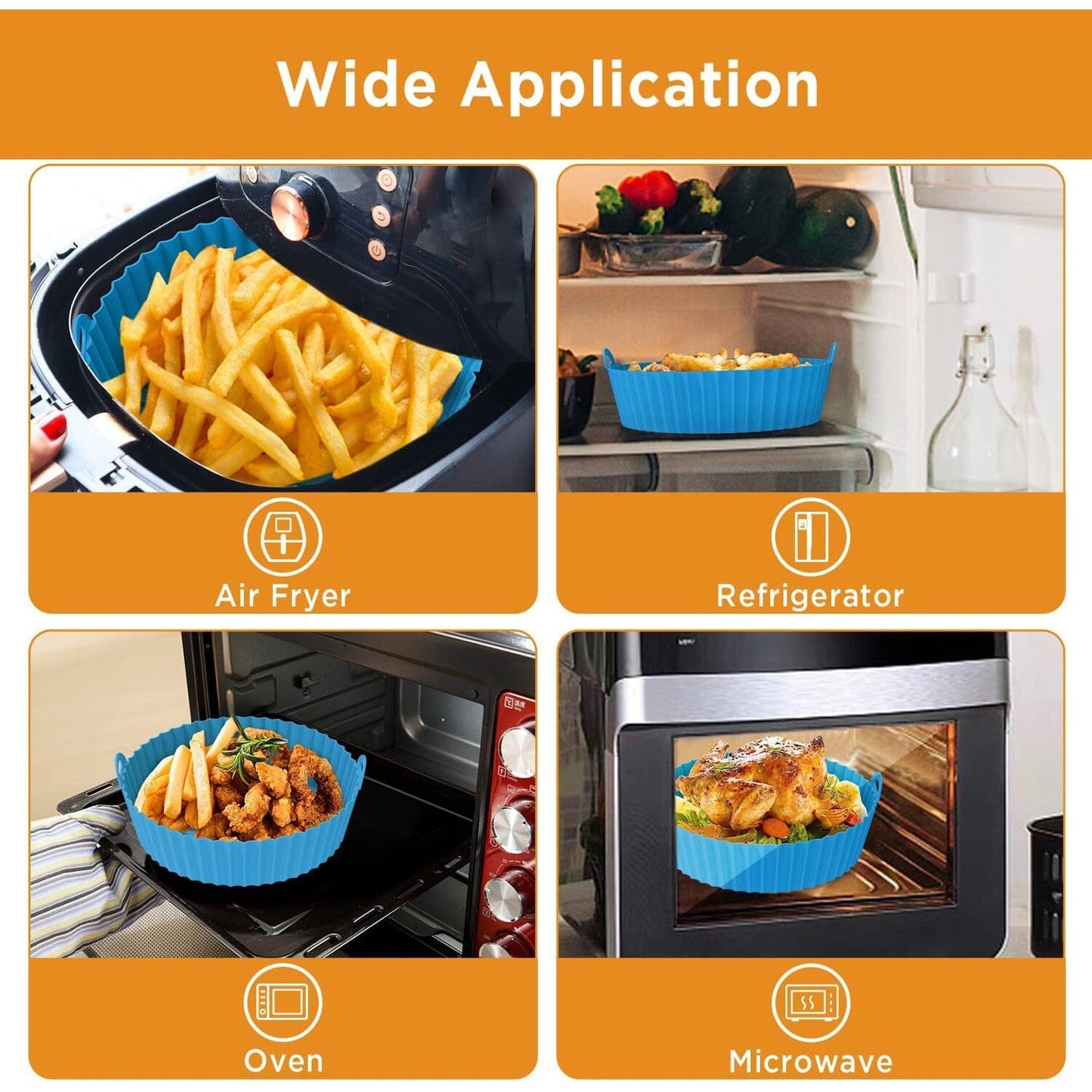 2-Pack: Foldable Silicone Air Fryer Liner