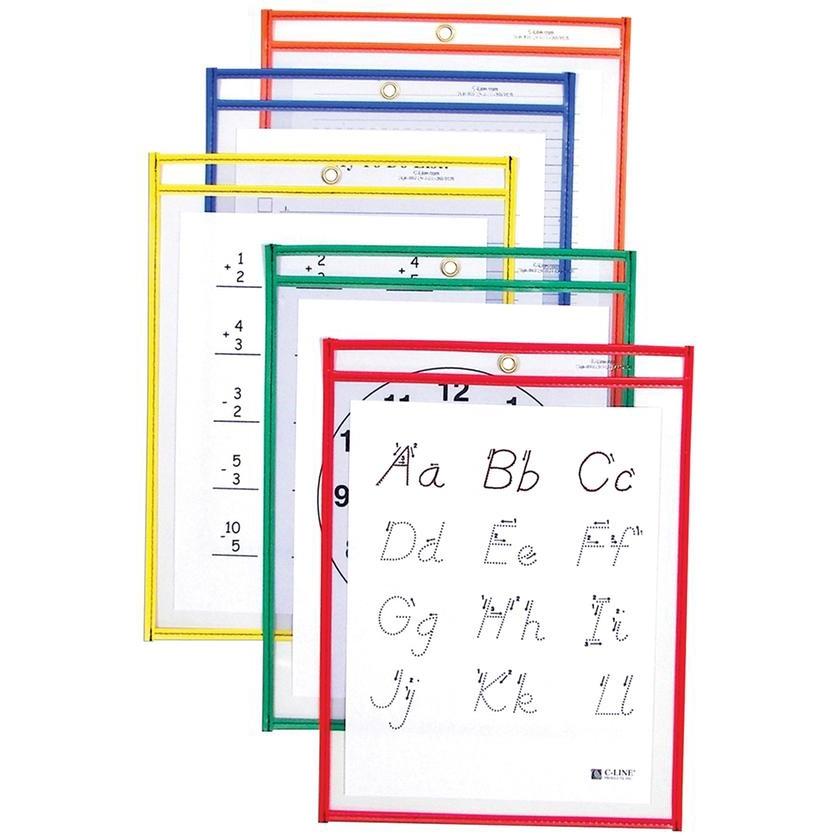 25-Pack: Reusable Dry Erase Pockets - Assorted Colors