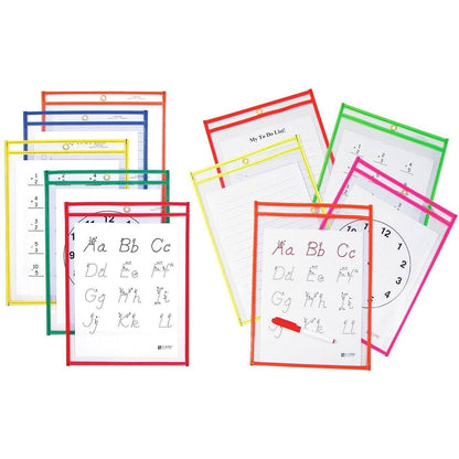 25-Pack: Reusable Dry Erase Pockets - Assorted Colors