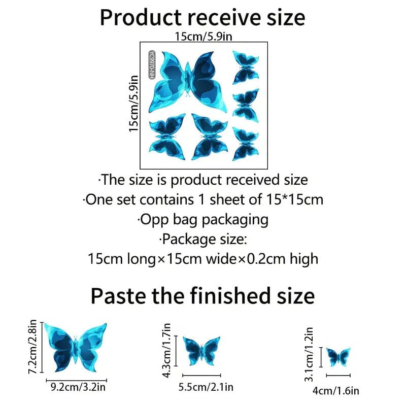 3-Pack: Glow In the Dark Butterfly Wall Stickers