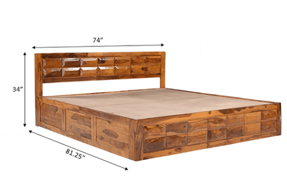 Arcadia Sheesham Wood King Size Bed with Storage