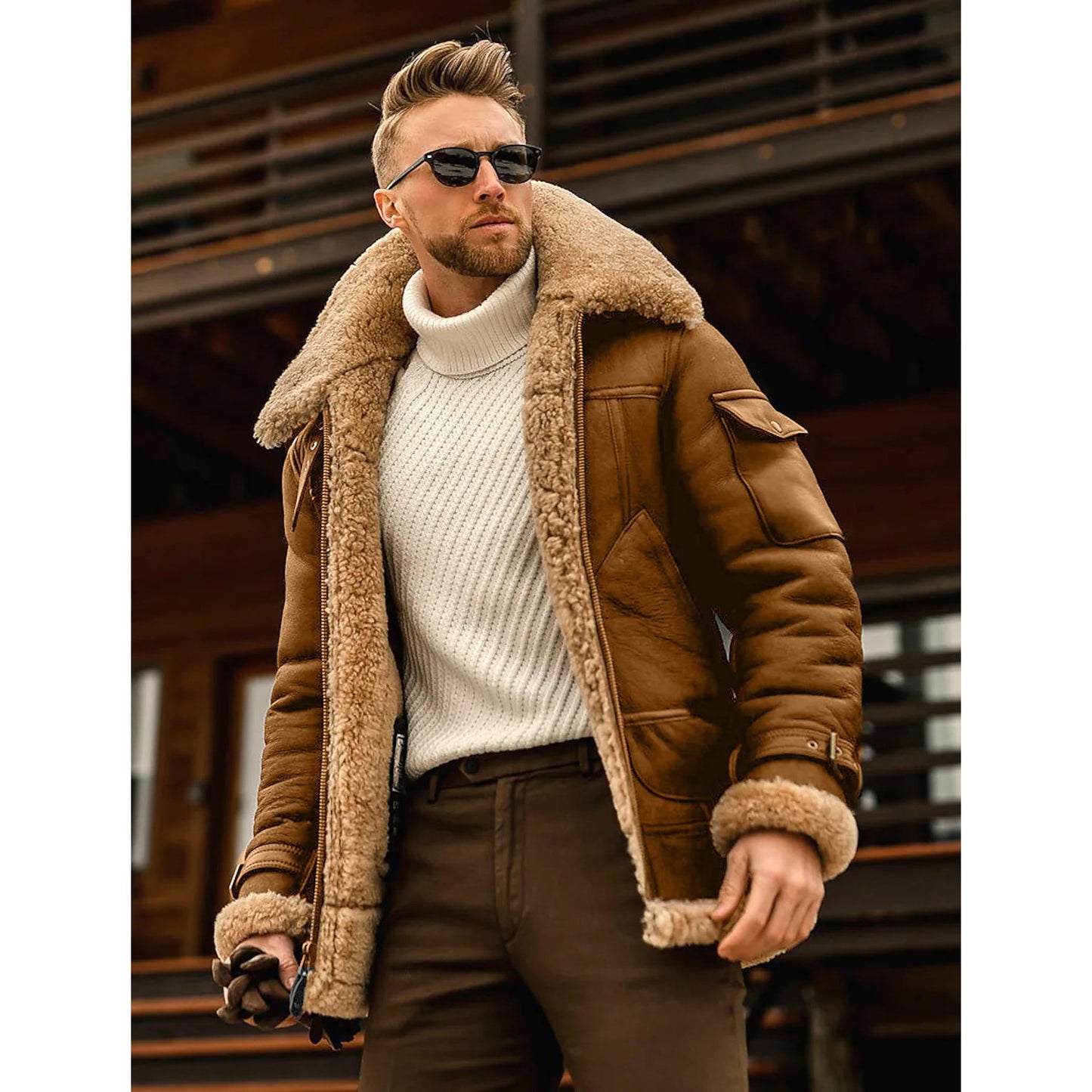 Men's Shearling Coat Winter Jacket