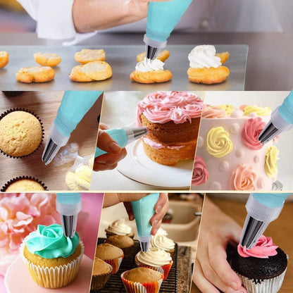 Reusable Cake Piping Bags and Tips Set